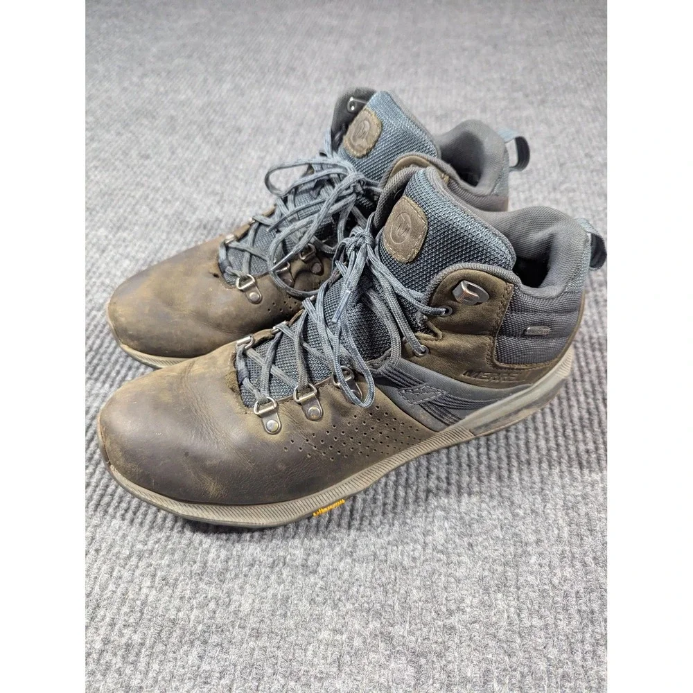 Merrell Zion Peak Hiking Boots Mens‎ Size 11.5 Leather Vibram Brown Lace J035361